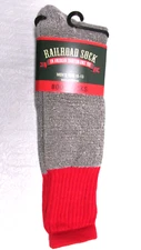 Railroad Sock Men's Gray & Red Boot Socks size 10-13 SP59