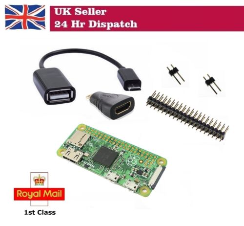 Raspberry Pi ZERO v1.3 + Essentials Kit HDMI Adapter GPIO PINS  