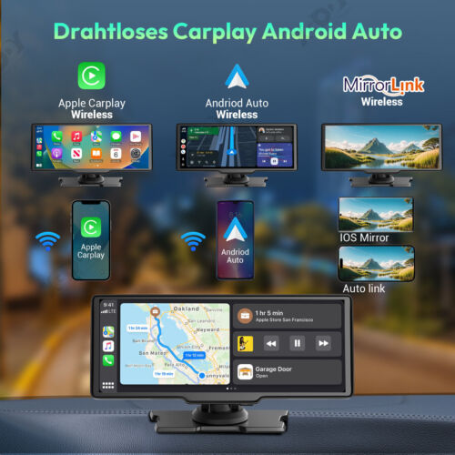 4K 10.26-Zoll Wireless Apple Carplay Android Auto Vorne Rückfahrkamera Universal - Bild 4 von 15