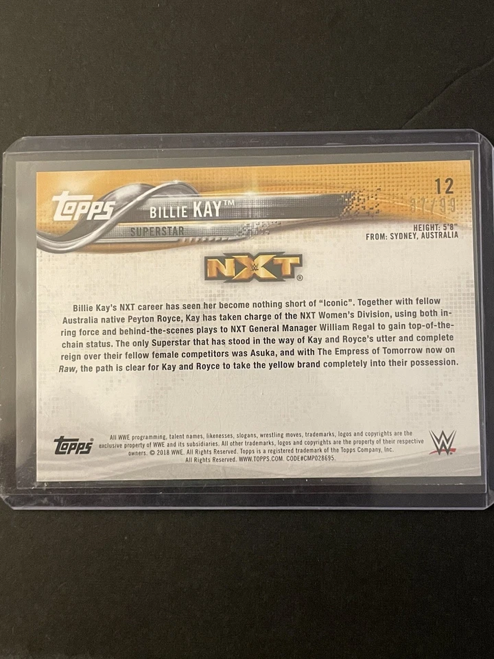 2018 Topps WWE NXT Superstar /99 Billie Kay #12 NM/MT  - Image 3 of 3