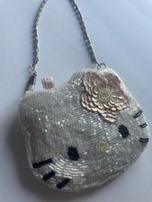 1998 Sanrio Hello Kitty Mini Coin Bag Beaded Sequin Vintage Japan Free Shipping