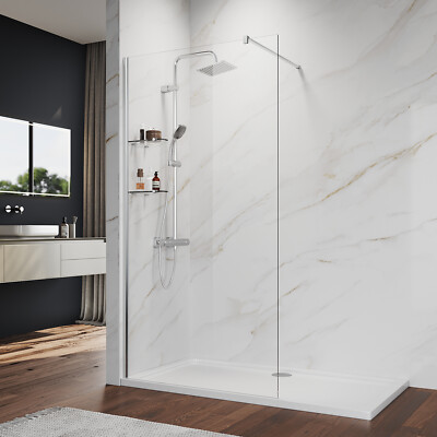 ELEGANT Frameless Shower Door Walk-in Shower Glass 5/16'' Clear Tempered Glass