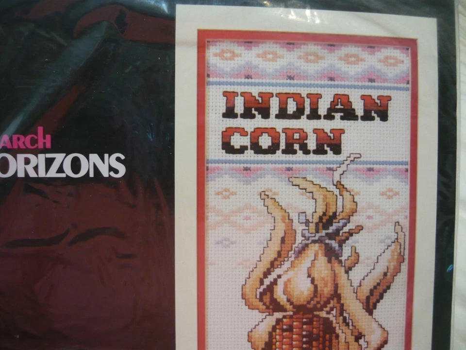 Monarch Horizons "INDIAN CORN" Punto de Cruz Contado Acabado 5"x12" Nuevo en Paquete VINT 1989 Foto 2 de 4