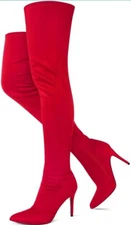 Jiu du Thigh High Boots for Women Pointed Toe Stiletto Over The Knee Boots... 