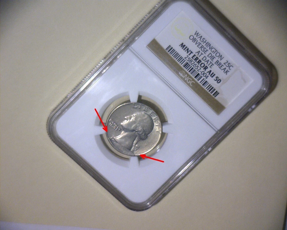WASHINGTON QUARTER, DIE BREAK, 🌟HUGE OBVERSE CUD 🌟🌟ERROR COIN - Image 2 of 4