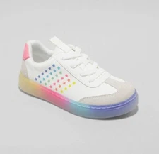 Girls' Kira Rainbow Star Print Lace-Up Sneakers White - Cat & Jack - SIZE 5