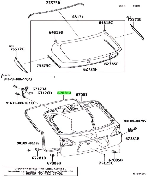 TOYOTA LEXUS RX270 350 450H  Weatherstrip Back Door Genuine JDM 67881-48050 — 第 2/2 张图片
