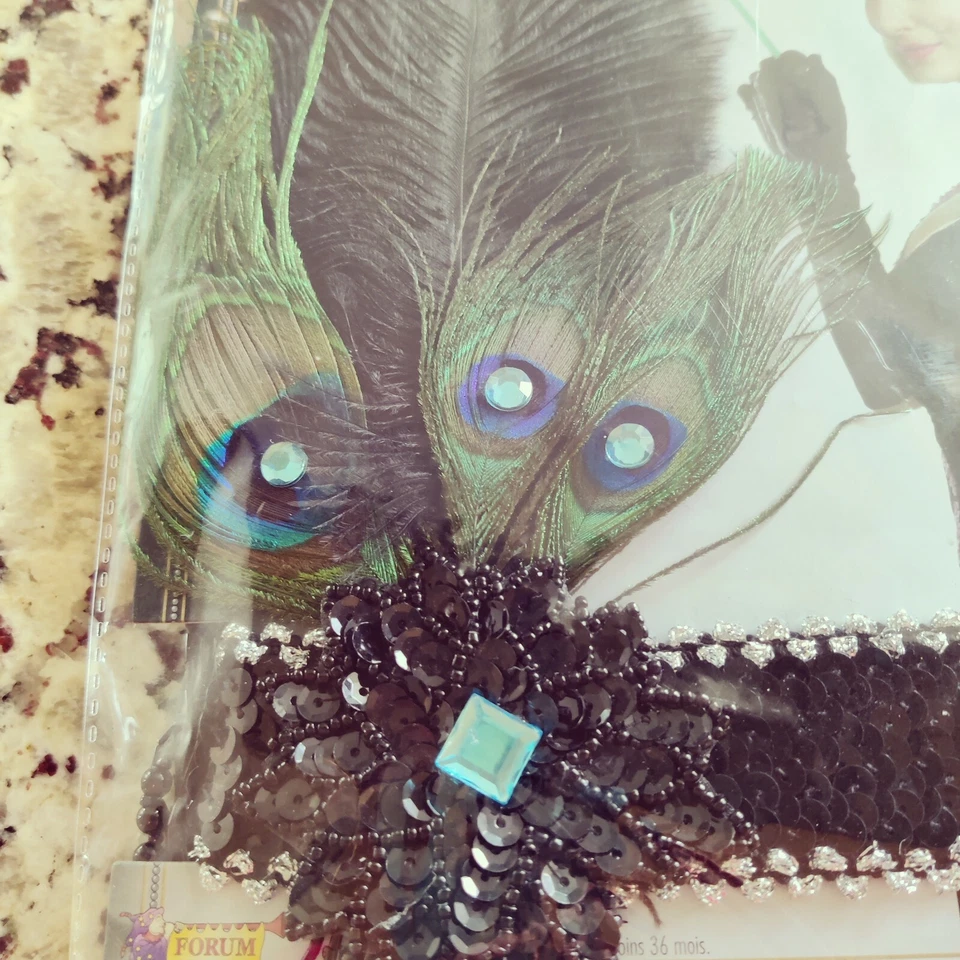Foro Novedades Aleta Diadema Disfraz Fiesta Años 20 Plumas de Pavo Real Nuevo en Paquete Foto 2 de 3