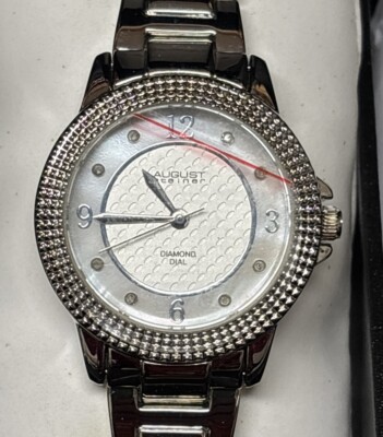 Women's August Steiner AS8154SS Diamond Dial Markers Silver-tone Bracelet Watch