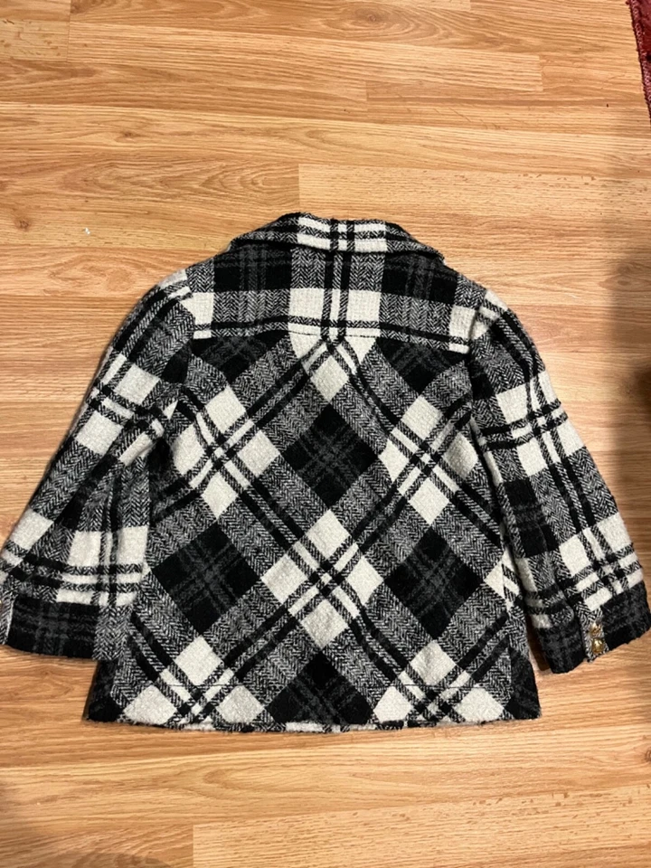 Medium Juicy Couture Black and White Plaid Jacket Statement Buttons Wool Blend - Image 4 of 4