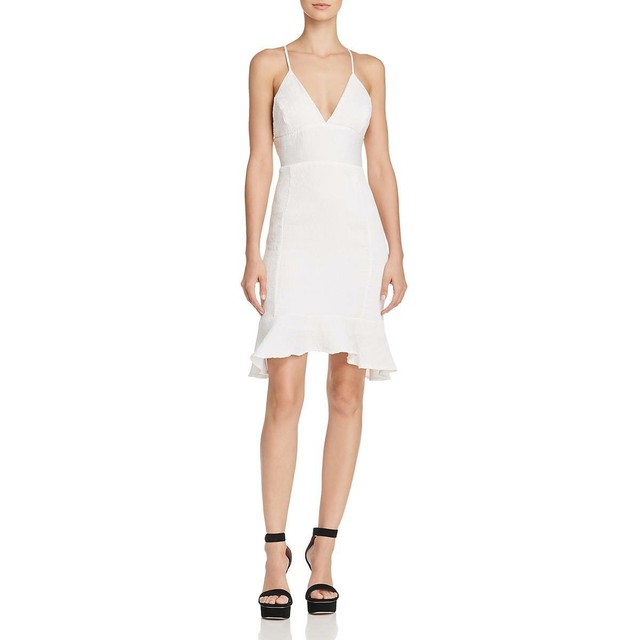 white ruffle mini dress