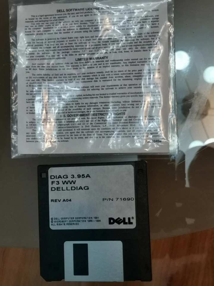 Dell Diagnostics Version DIAG 3.95A F3 WW DELLDIAG Floppy 3.5”P/N 71690 - Image 3 of 4