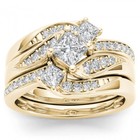 14k Yellow Gold Princess Shape 1Ct Diamond Bridal Set Ring Size 9 Clarity I2