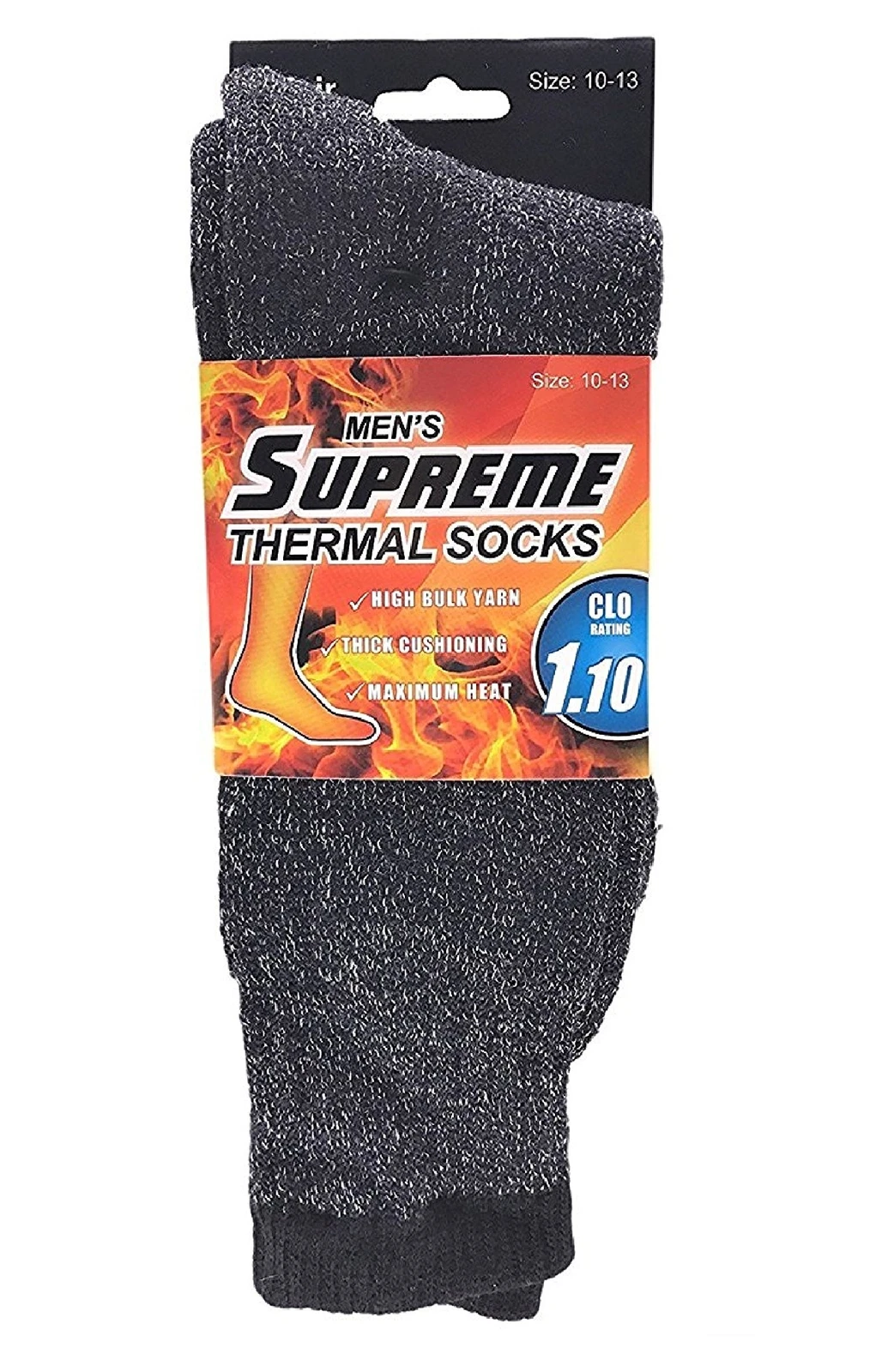 Chaussettes thermiques originales Supreme pour hommes chaussettes isolantes chaleur hiver, noir, US 10 13