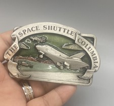 Vintage 1980 s Nasa Space Shuttle Columbia Metal Belt Buckle w/ Enamel