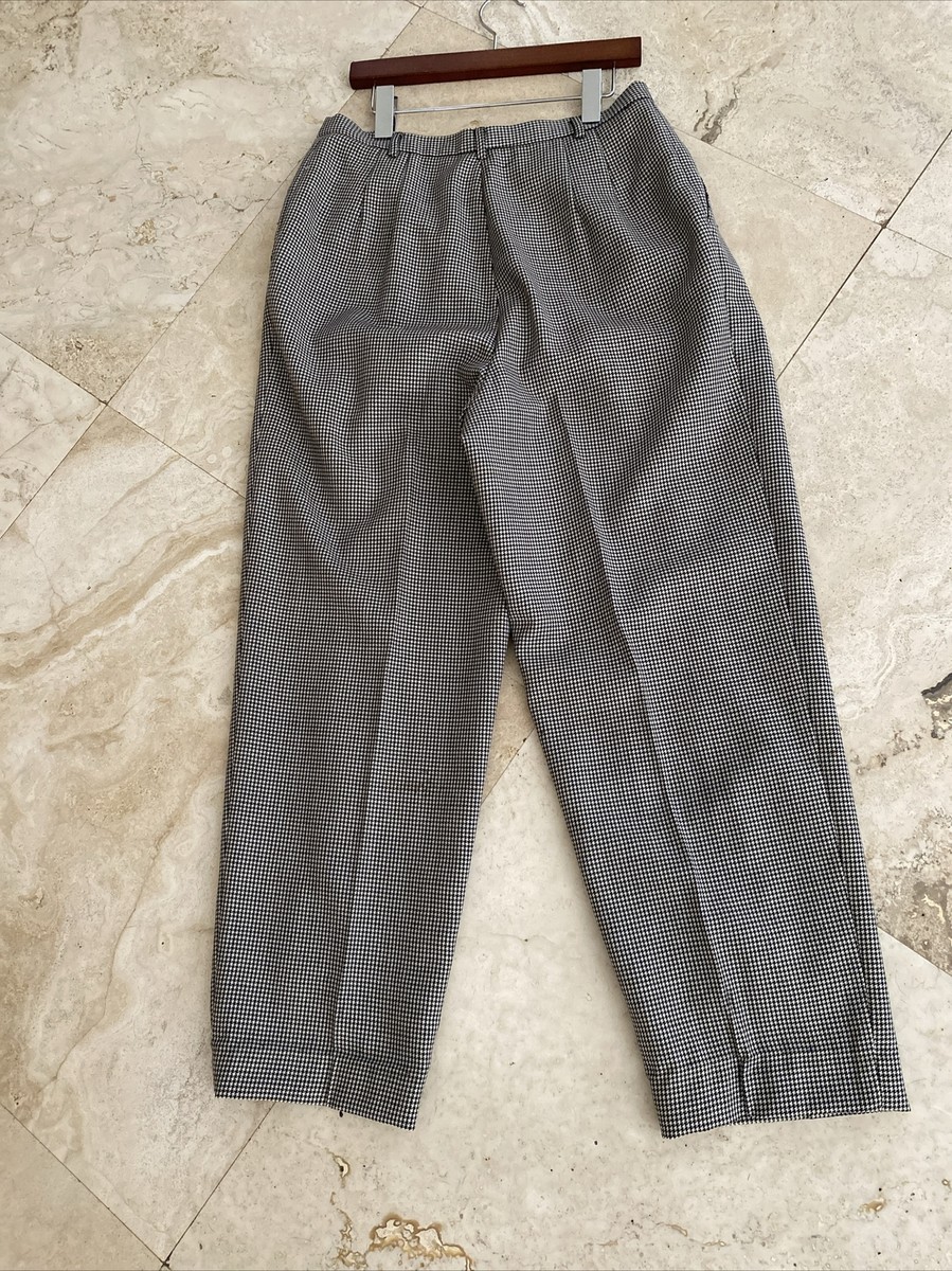 Vintage Liz Claiborne Black White Wool Houndstooth Pants Sz