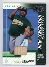 FRANKLYN GERMAN 2002 LEAF CERTIFIED MIRROR BLACK RC 1/1 OAKLAND A'S W/GU BAT