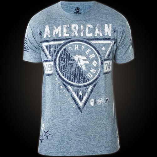 AMERICAN FIGHTER Affliction Camiseta Siena Heights Azul Camisetas - Imagen 2 de 4