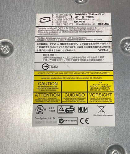 Cisco Catalyst (WS-C3560-48TS-S) 48-Ports Rack-Mountable Switch Managed - Picture 5 of 5