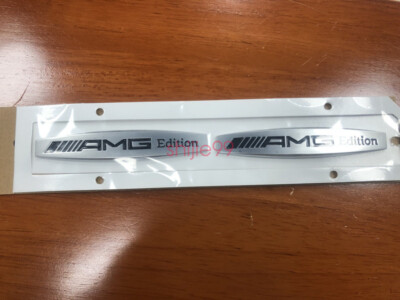2X AMG Edition Silver Emblem Metal Side Fender Skirts 3D Badge for Mercedes Benz