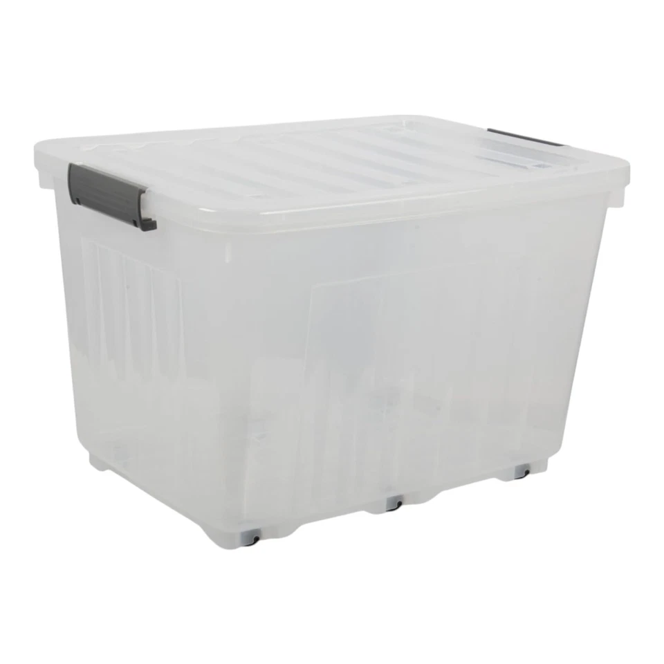 Jolie Max 72L Storage Boxes with Wheels. Stackable & Transparent, Lids & Buckles - Image 2 of 4