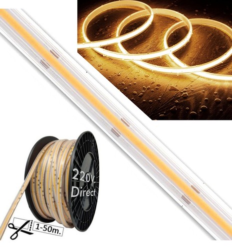 Striscia LED COB 220V diretta 15W metro senza raddrizzatore IP67 432 led metro