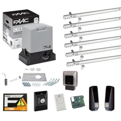 FAAC KIT DELTA 3 741 Für Schiebetor Tragfähigkeit 900KG 220V 6MT Zahnstange