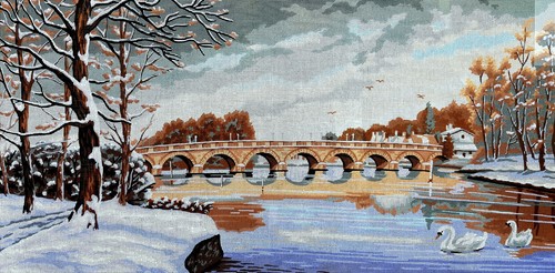 Needlepoint Painted Canvas Gobelin 13981 - River. 24"x43" Collection D'Art