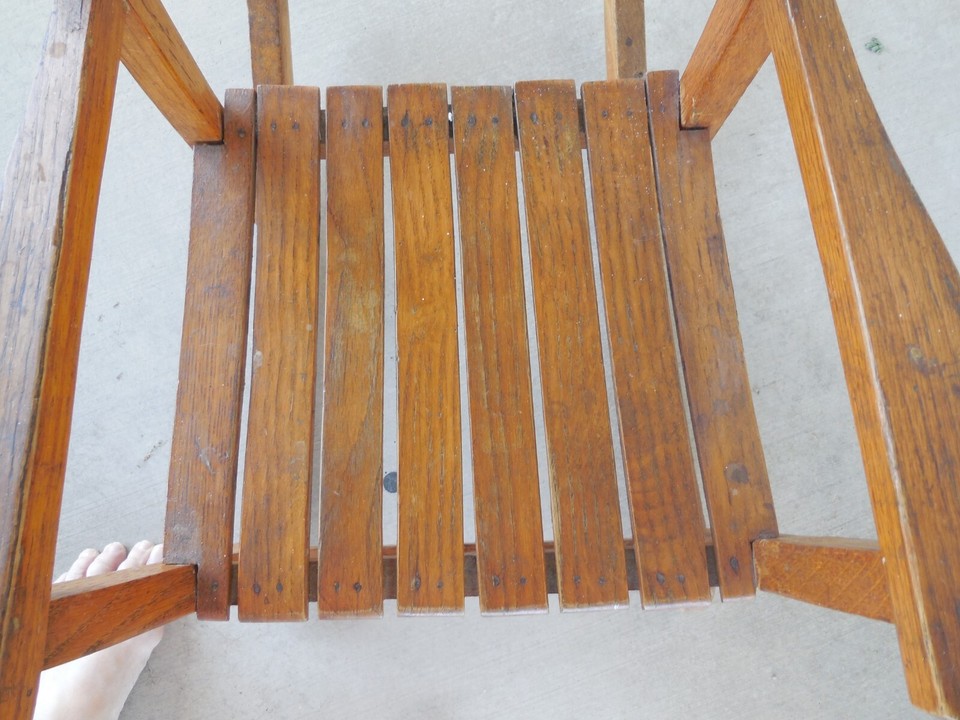 Antique Vintage Child's Wood Rocking Chair slated seat solid in good