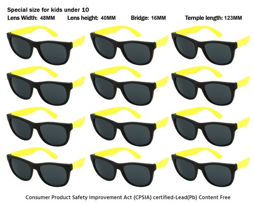 12 Pack Kids Size Neon Sunglasses w/CPSIA certified-Lead(Pb) Content Free 9402R - Picture 18 of 25