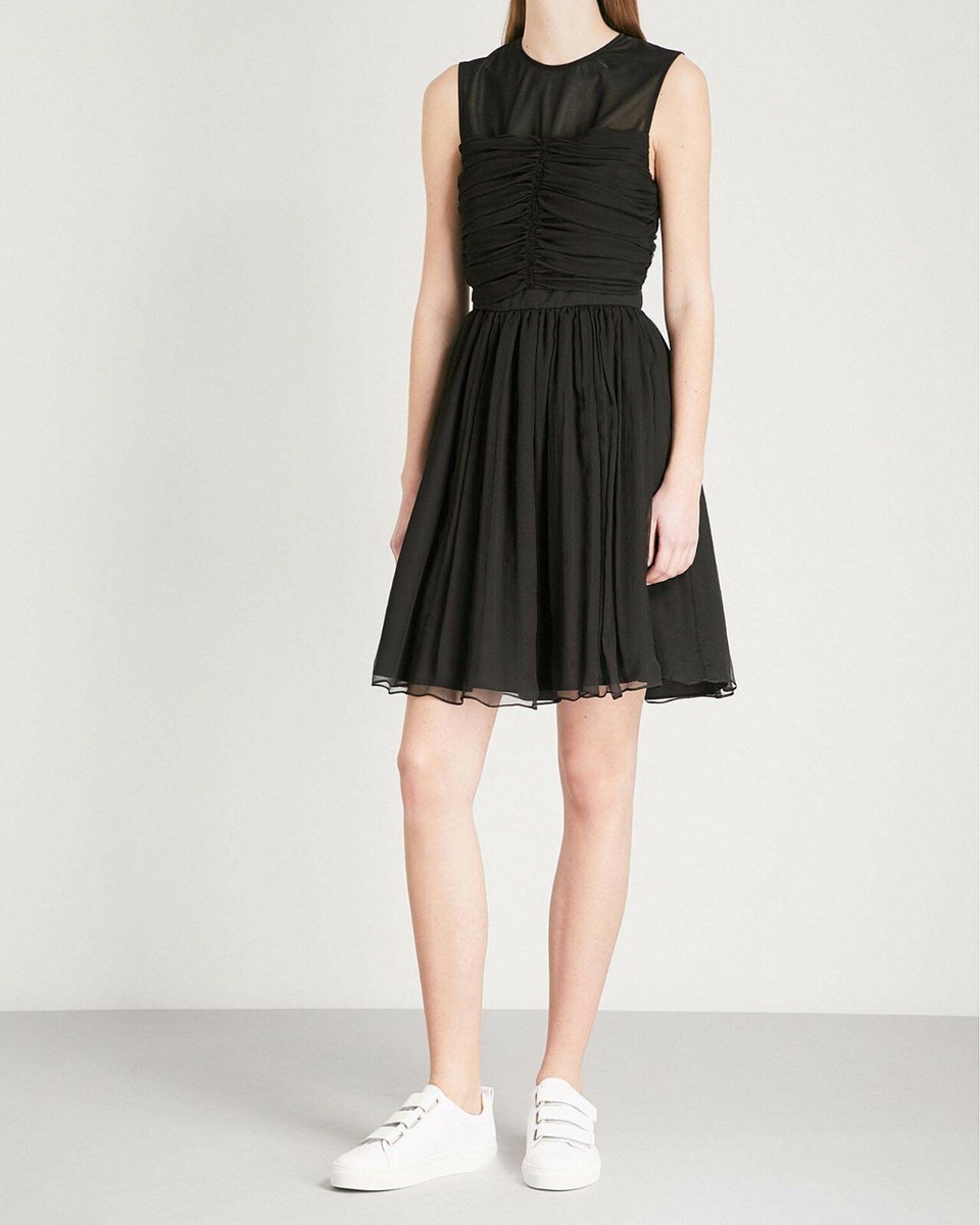 SANDRO RUFFLED SILK-CHIFFON DRESS | eBay