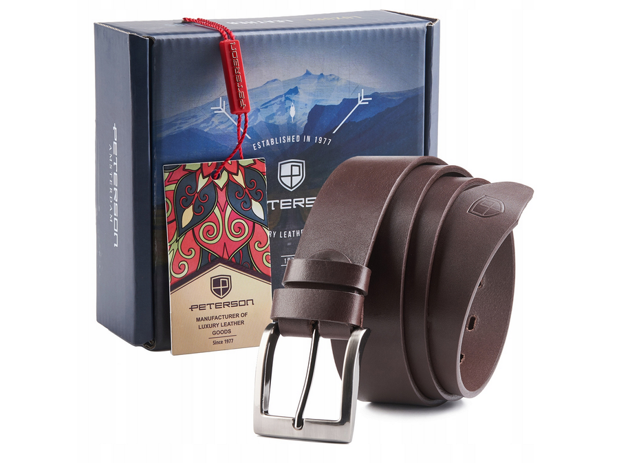 Men's Leather Belt with Classic Metal Buckle - Peterson Style