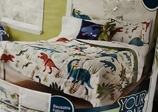 Dinosaur Print Full Bedding Set for Kids, Your Zone. Machine Wash, 7 Pieces