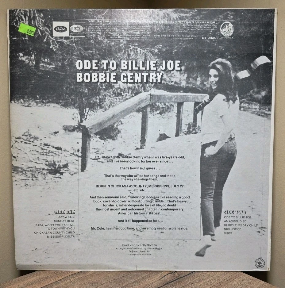 Bobbie Gentry ‎– Ode To Billie Joe - Vinyl LP 1967 Capitol ST-2830 EX/EX Foto 3 de 4