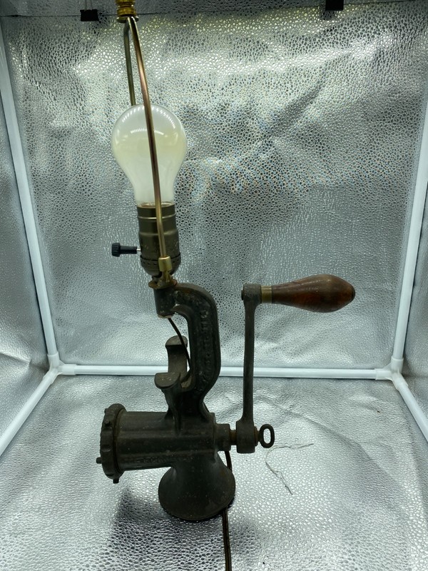 Lamp made from a Vintage ENTERPRISE No 5 Meat Grinder, Philadelphia, PA.