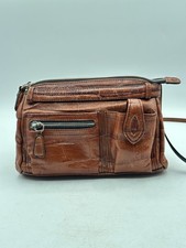 Brighton Vintage Leather Mini Crossbody Purse Croc Embossed