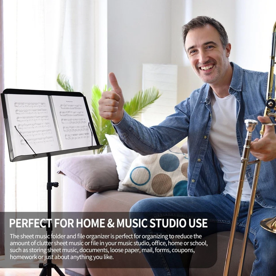 Durable Black Sheet Music Folders with 40 Pockets - Perfect for Music Stands - Image 4 of 4