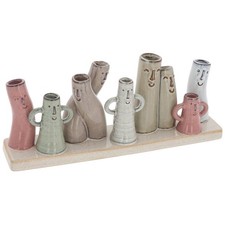 Shudehill Giftware Petite Pottery Pastel Tones Mini 12 Sstem Vase with Faces