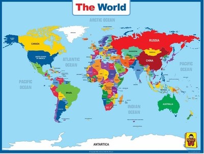 World Map Laminated Poster -Double Side Educational Poster for Kids/Adults -17 X