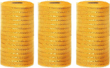 3 Rolls Gold Deco Mesh Ribbon 6 Inch X 30FT per Roll Metallic Foil Burlap Dec...