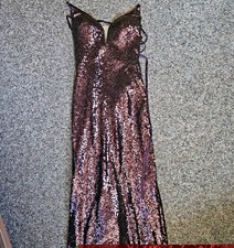 Abby Paris Purple Sequin Maxi Dress Sweetheart Neckline Lined Zip Size 2