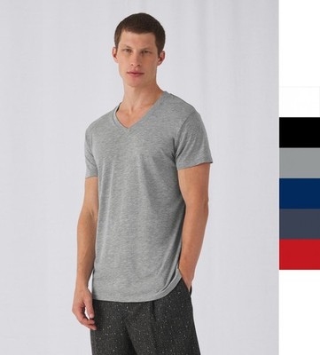 10er Pack Herren V-Neck T-Shirt B&C Triblend Single Jersey bedruckbar S-3XL Fair