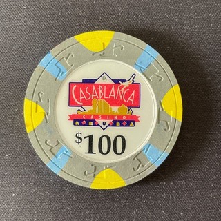 Casablanca Aruba $100 casino chip grey obsolete gaming token poker chip