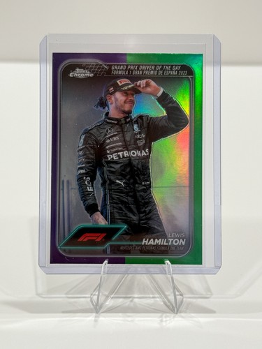 2024 Topps Chrome Formula 1 Lewis Hamilton Purple Green Refractor Mercedes-AMG