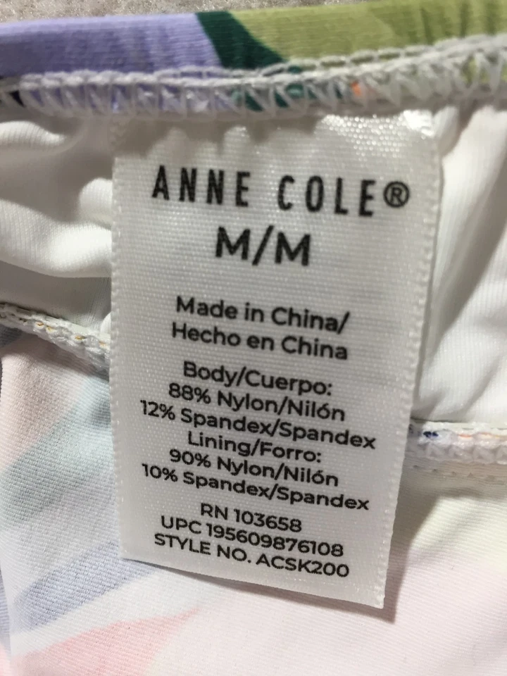 NUEVO Top Tankini Anne Cole Mujer M Mediano Multicolor Geométrico Cuello en V Acolchado Foto 3 de 4