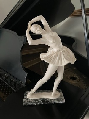 Vintage Ballerina Statuette by A. Santini Italy on Marble Base 12''