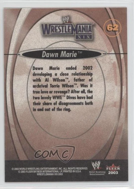 2003 Fleer Wrestlemania XIX Dawn Marie #62 Rookie RC - Image 2 of 2