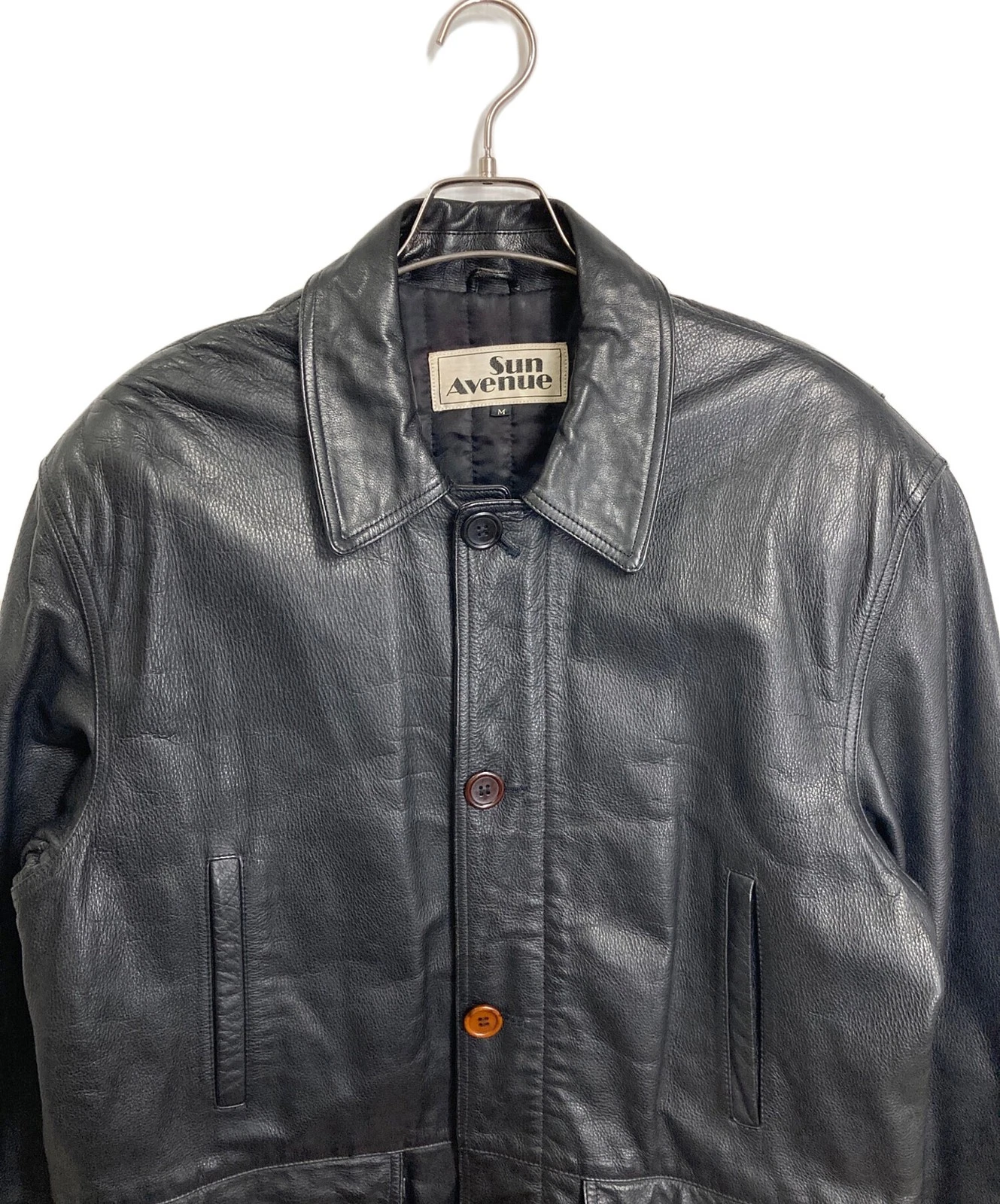 sun avenue Leather Jacket Men's Size M Black - product detail image 3