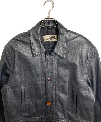 sun avenue Leather Jacket Men's Size M Black image 3
