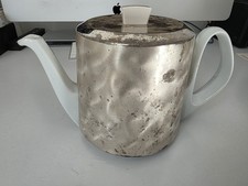 Bauscher Weiden Teekanne Porzellan wei&szlig;, Metallmantel/versilbert, rund, 3-tlg.